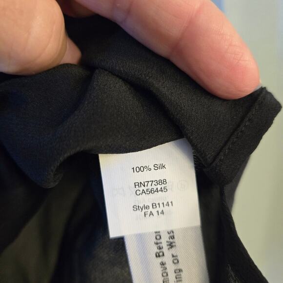 Madewell Black Silk Lace Inset Top 100% Silk Black Minimalist Whimsy Goth Office - Picture 4 of 7